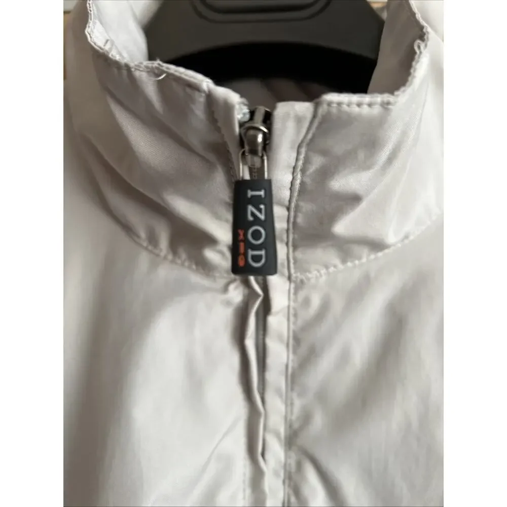 IZOD XFG Men’s Sz M Golf Pullover Windbreaker 1/4 Zip Cream Zip Pockets